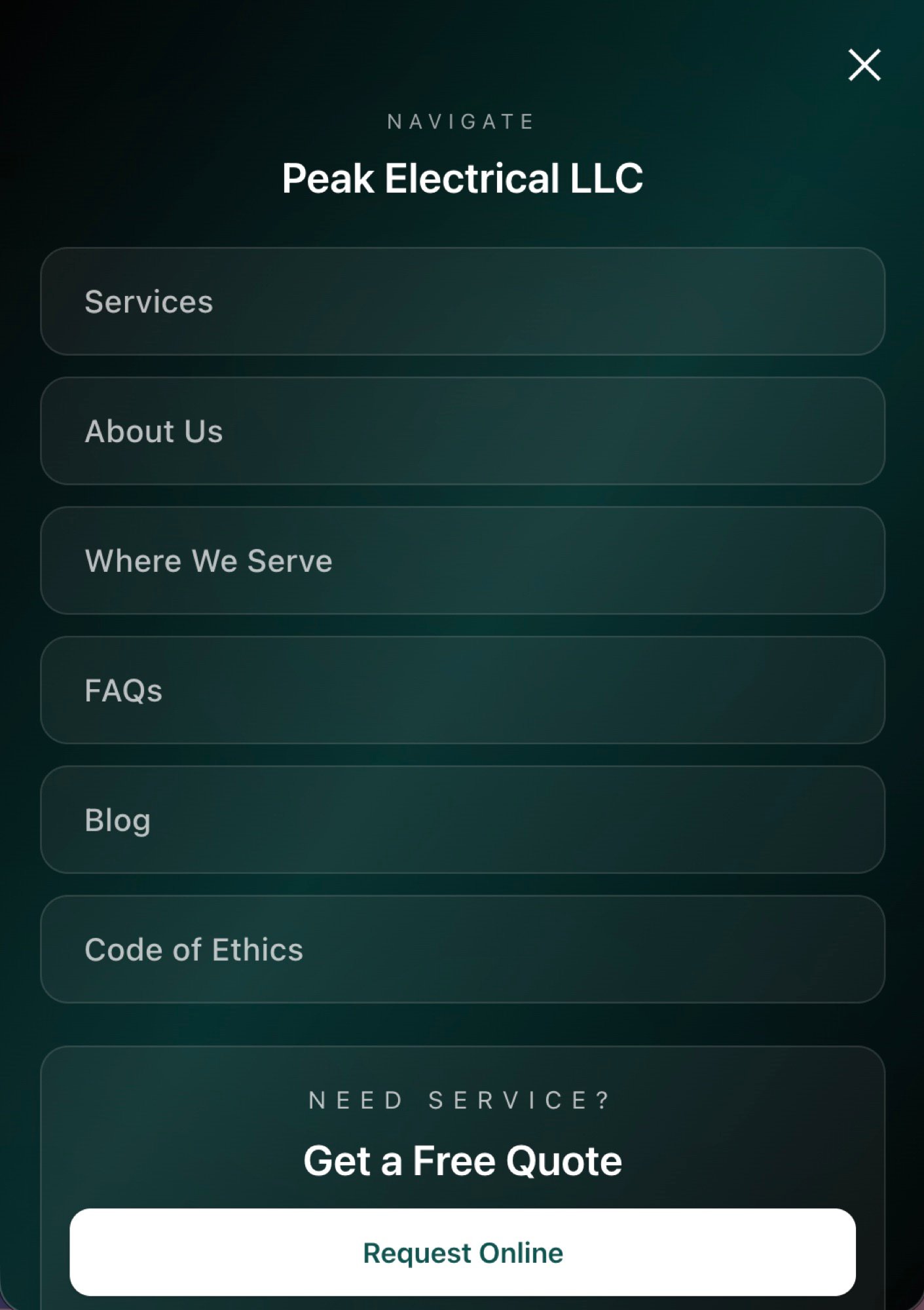 Peak Electrical safety and certifications panel underscoring licenses and testimonials